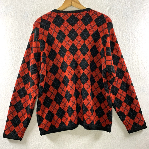 Vintage Womens Argyle Button Cardigan Sweater Sz M Old Money Ivy League Academia - Picture 4 of 9